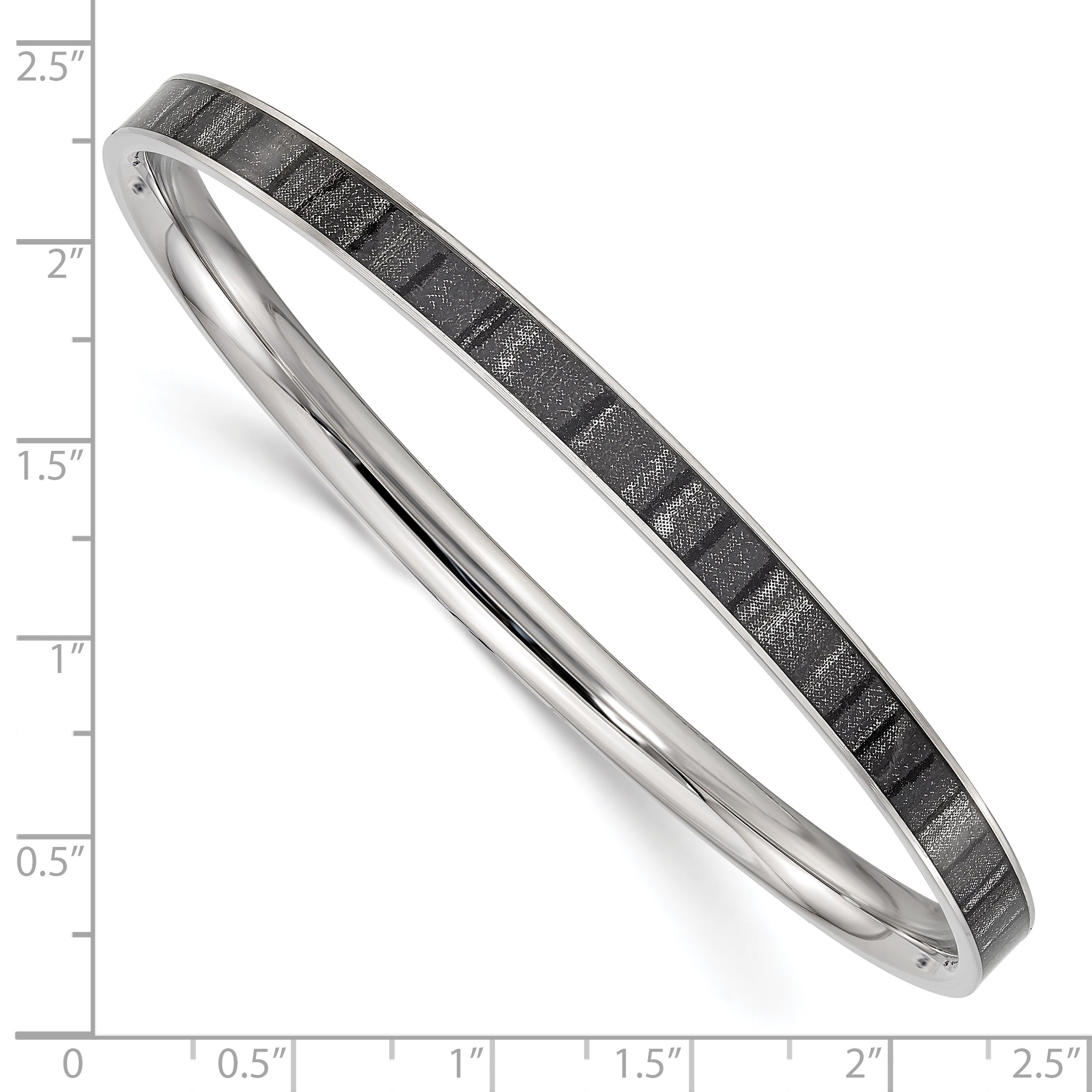 Stainless Steel Polished Black and White Enameled Bangle Bracelet for Women
