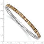 Stainless Steel Polished Cream and Brown Enameled Bangle Bracelet for Women