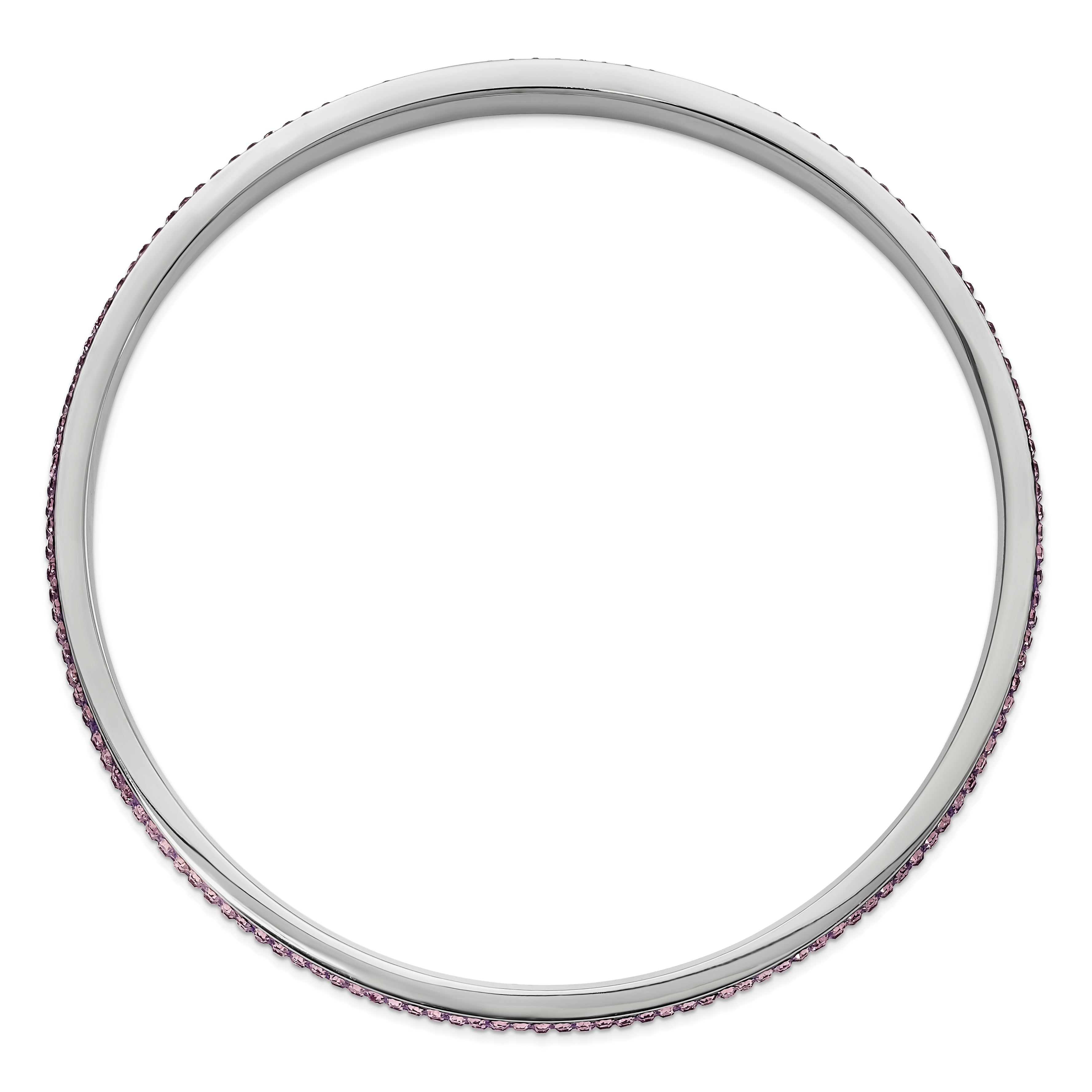 Stainless Steel Polished Light Purple Crystal Wavy Bangle Bracelet for Women Secondary image