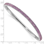 Stainless Steel Polished Light Purple Crystal Wavy Bangle Bracelet for Women