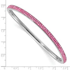 Stainless Steel Polished Pink Crystal Wavy Bangle Bracelet for Women