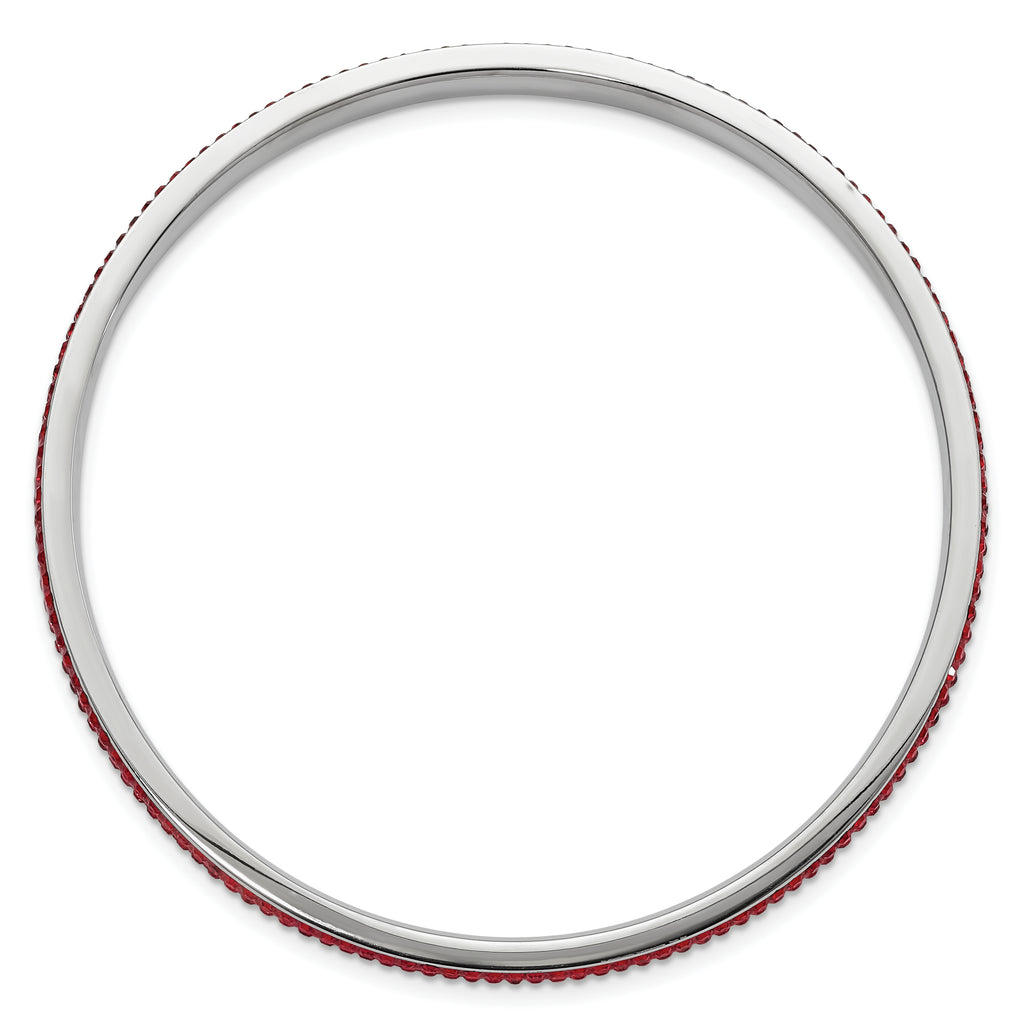 Stainless Steel Polished Red Crystal Wavy Bangle Bracelet for Women
