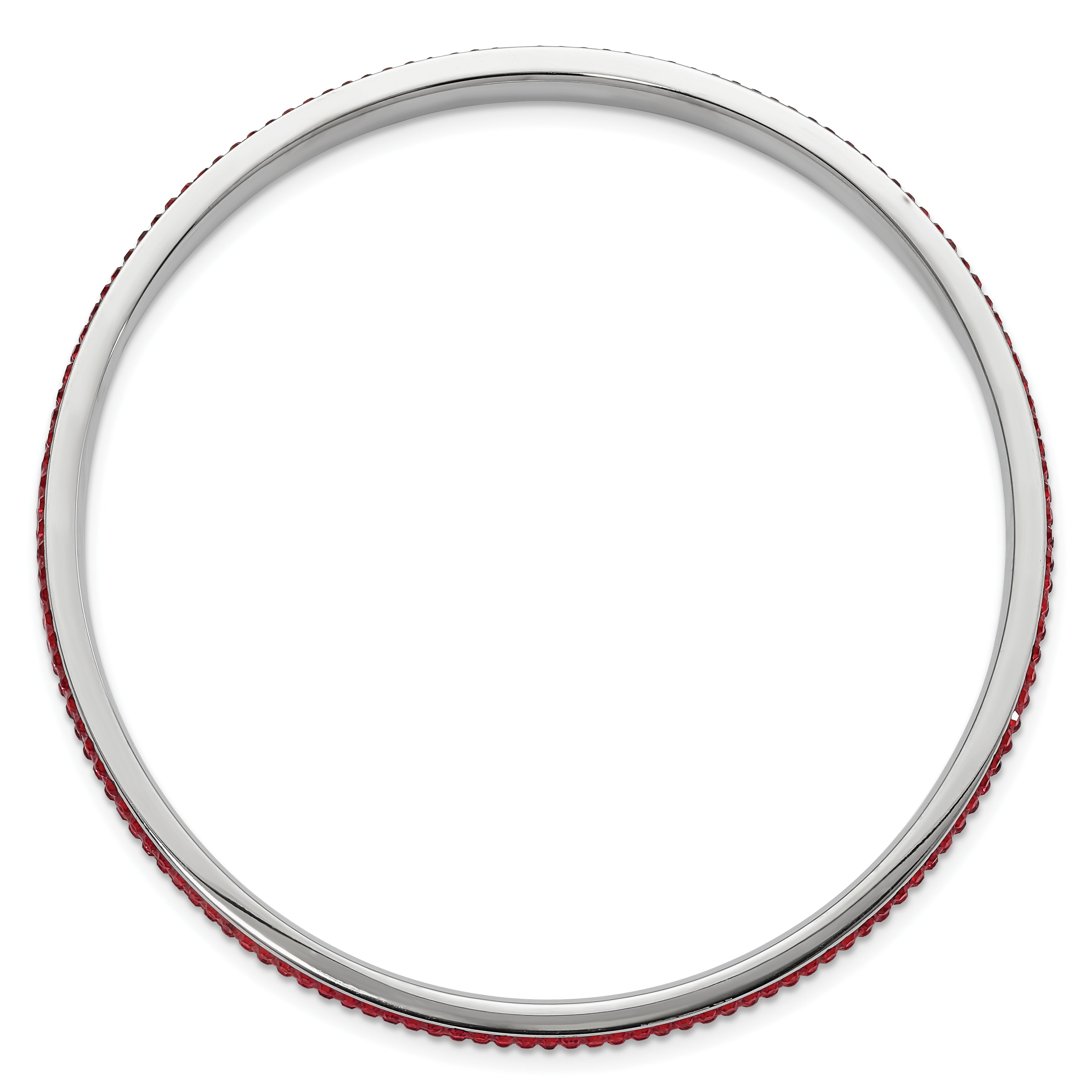 Stainless Steel Polished Red Crystal Wavy Bangle Bracelet for Women