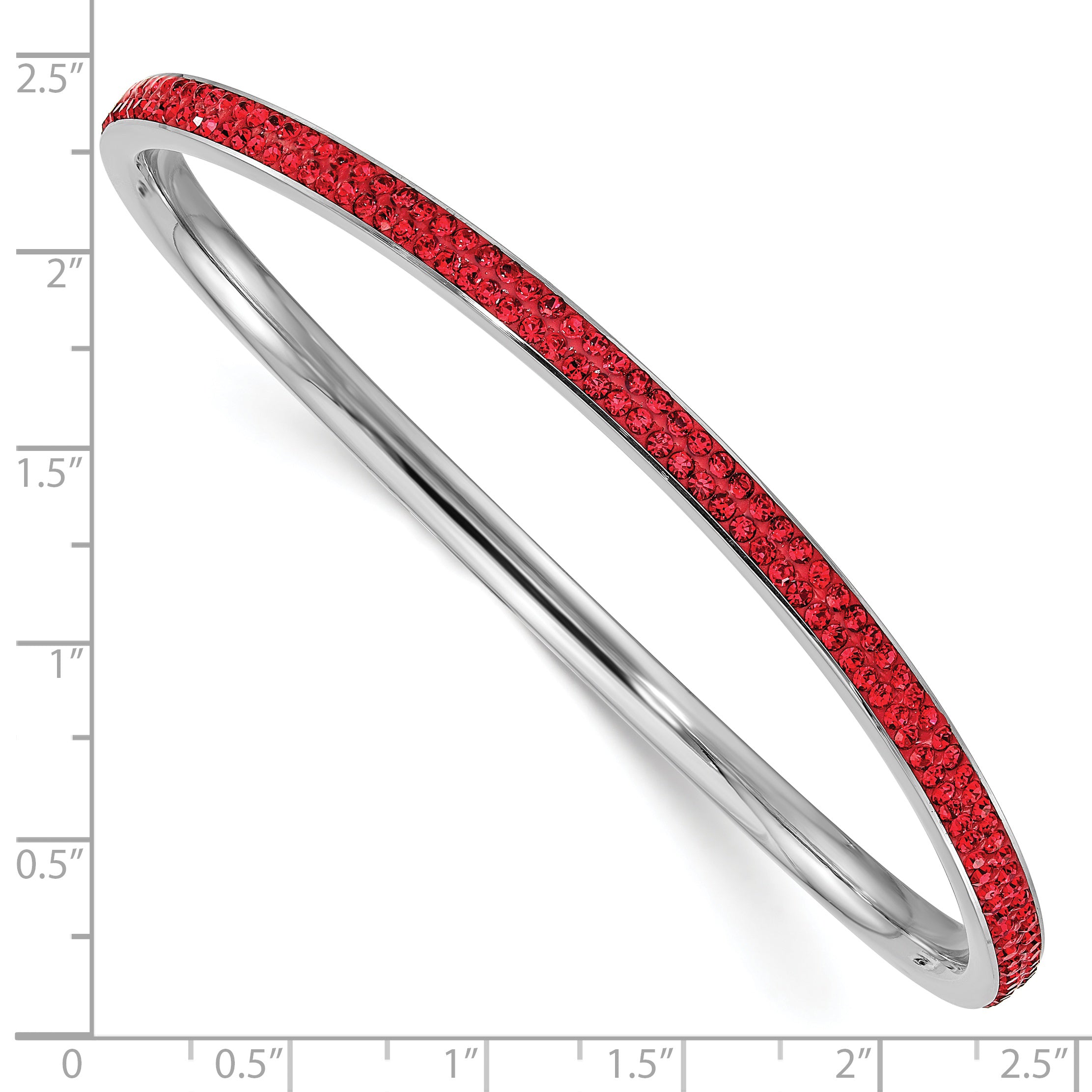 Stainless Steel Polished Red Crystal Wavy Bangle Bracelet for Women