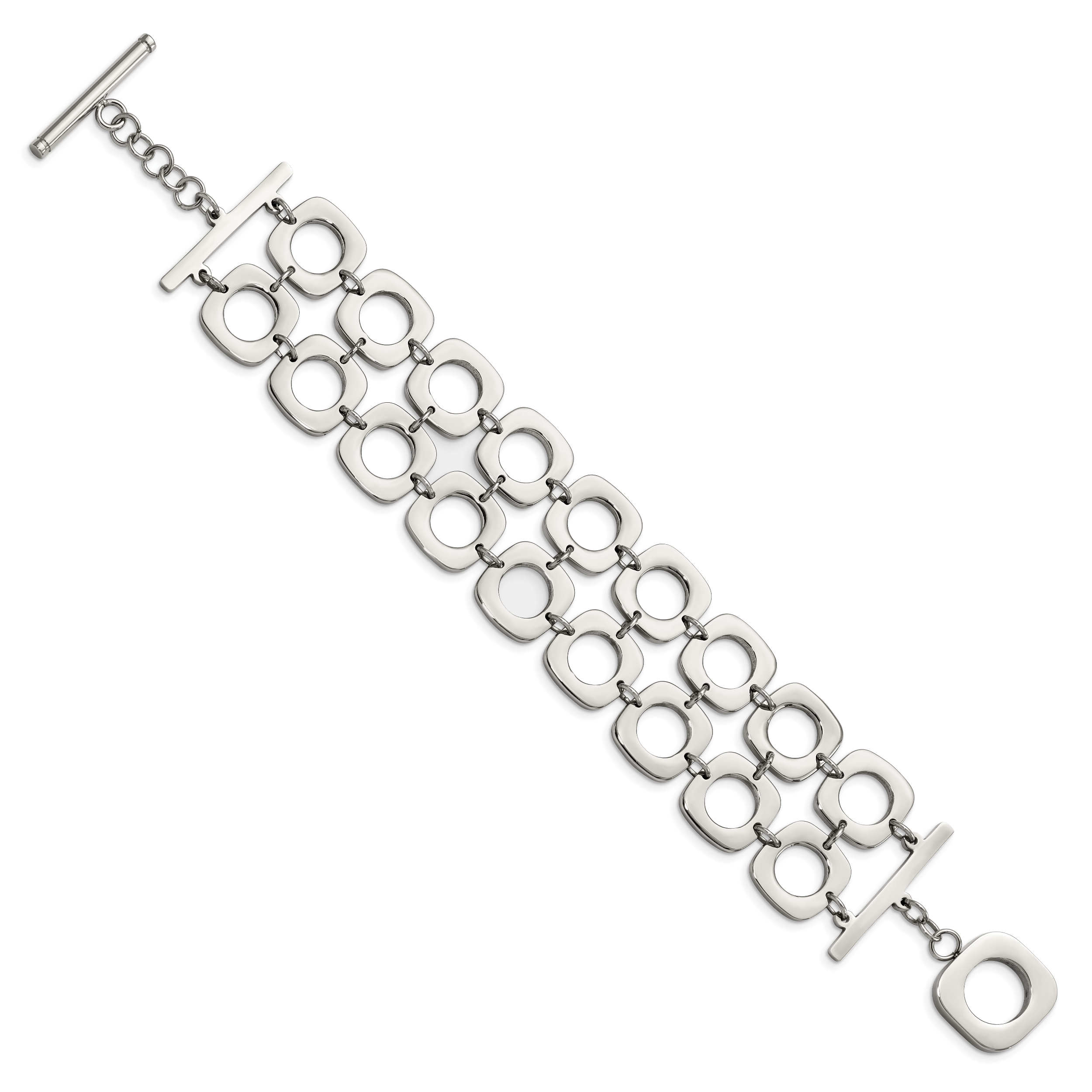 Stainless Steel Polished Double Row Square Toggle Bracelet for Women Secondary image