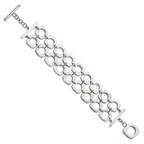 Stainless Steel Polished Double Row Square Toggle Bracelet for Women