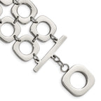Stainless Steel Polished Double Row Square Toggle Bracelet for Women