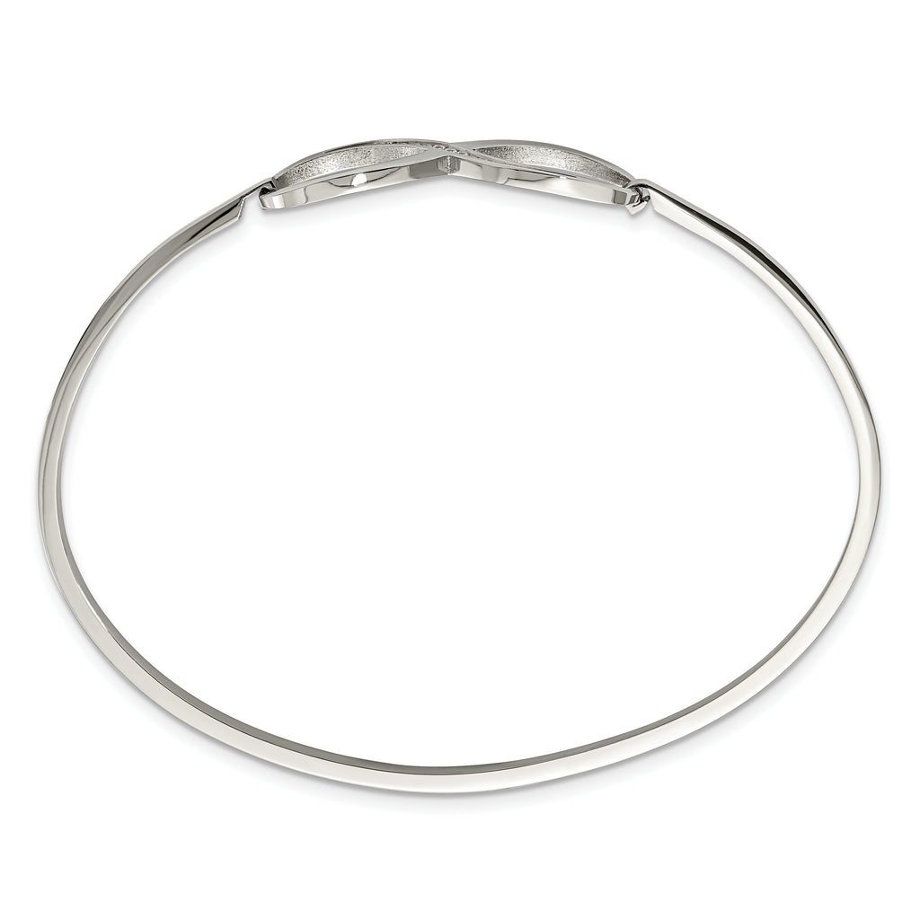 Stainless Steel Polished with Cubic Zirconia Infinity Symbol Bangle Bracelet for Women