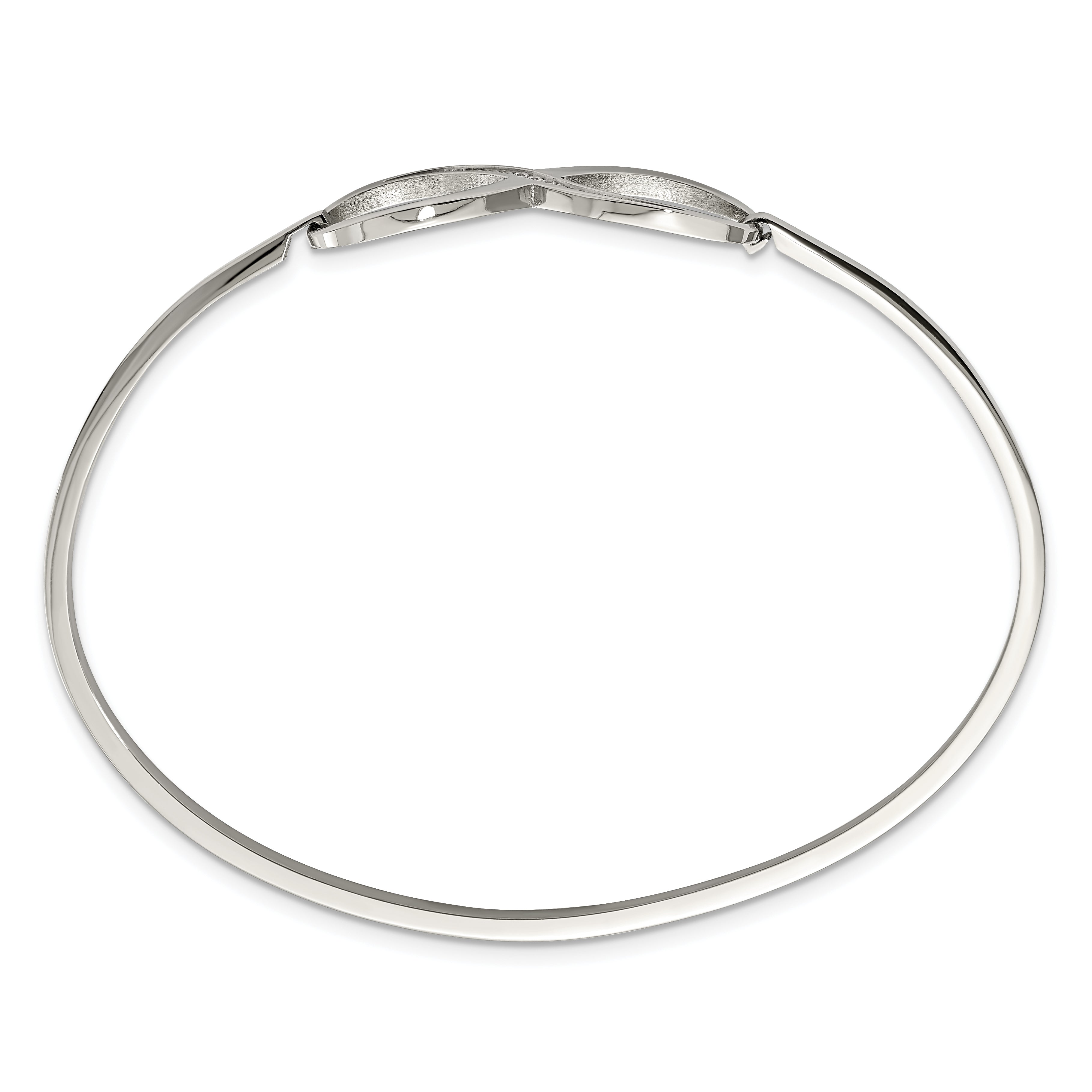 Stainless Steel Polished with Cubic Zirconia Infinity Symbol Bangle Bracelet for Women