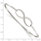 Stainless Steel Polished with Cubic Zirconia Infinity Symbol Bangle Bracelet for Women
