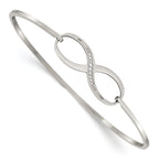 Stainless Steel Polished with Cubic Zirconia Infinity Symbol Bangle Bracelet for Women