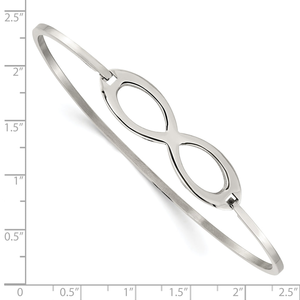 Stainless Steel Polished Infinity Symbol Bangle Bracelet for Women