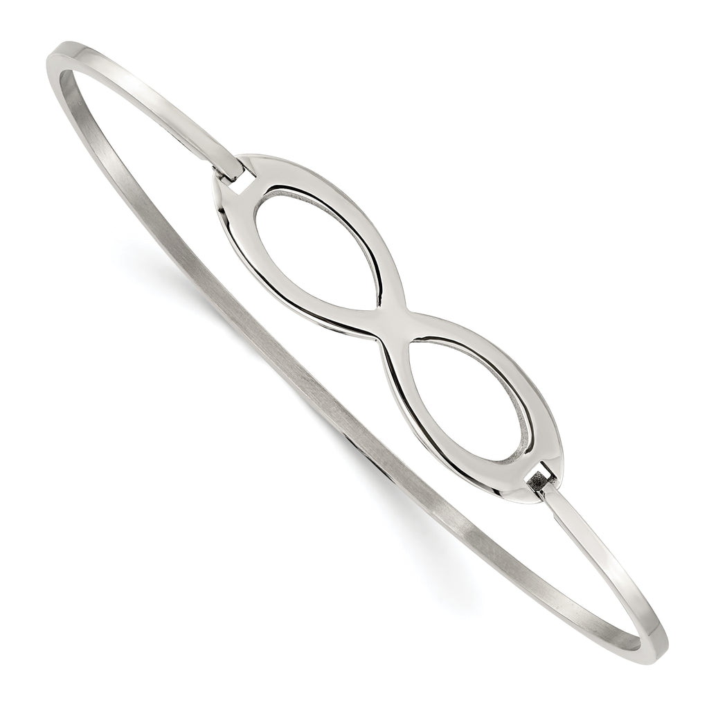 Stainless Steel Polished Infinity Symbol Bangle Bracelet for Women