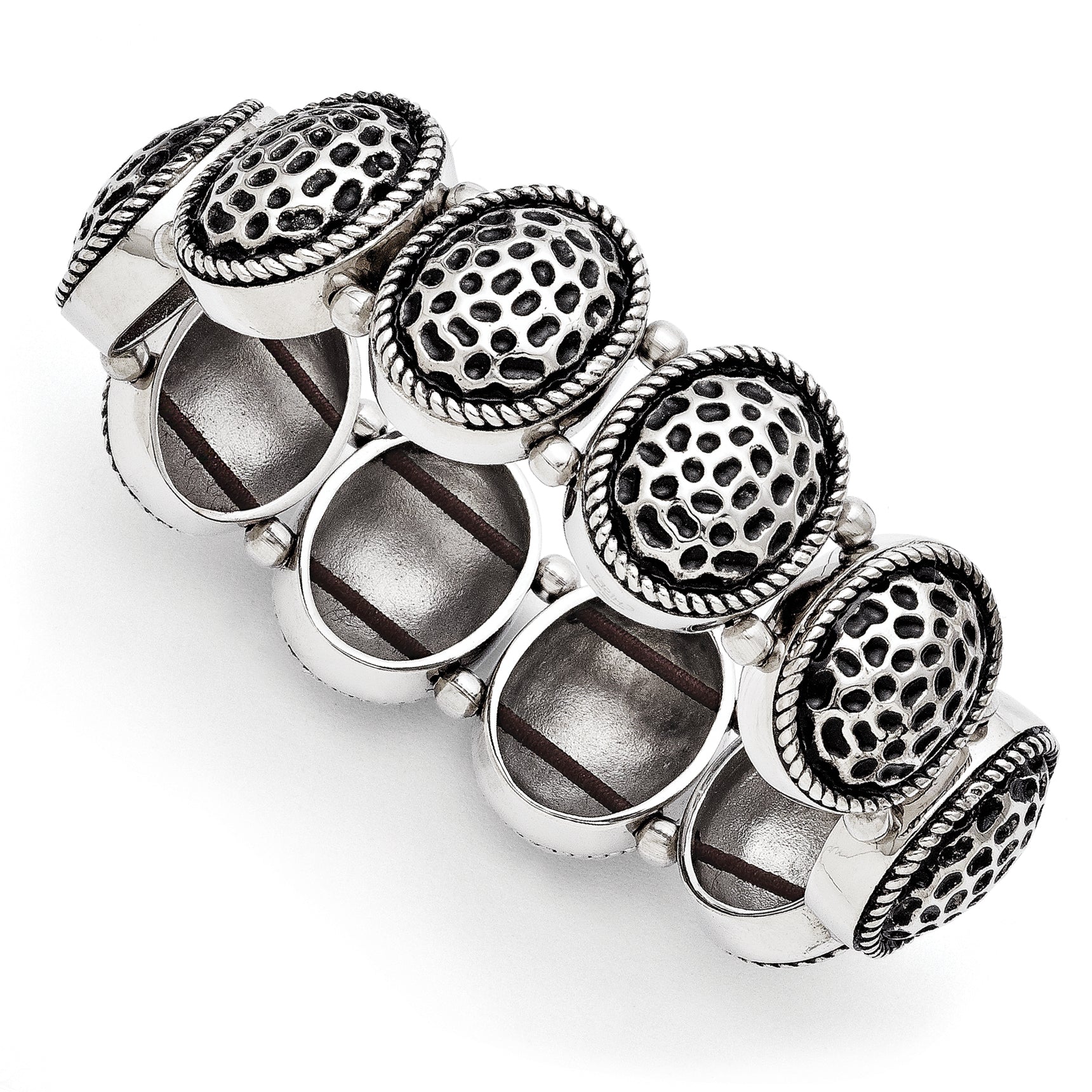 Stainless Steel Oval Antiqued Stretch Bracelet for Women Main image
