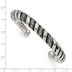 Stainless Steel Polished and Antiqued with Crystal Cuff Bangle Bracelet for Women
