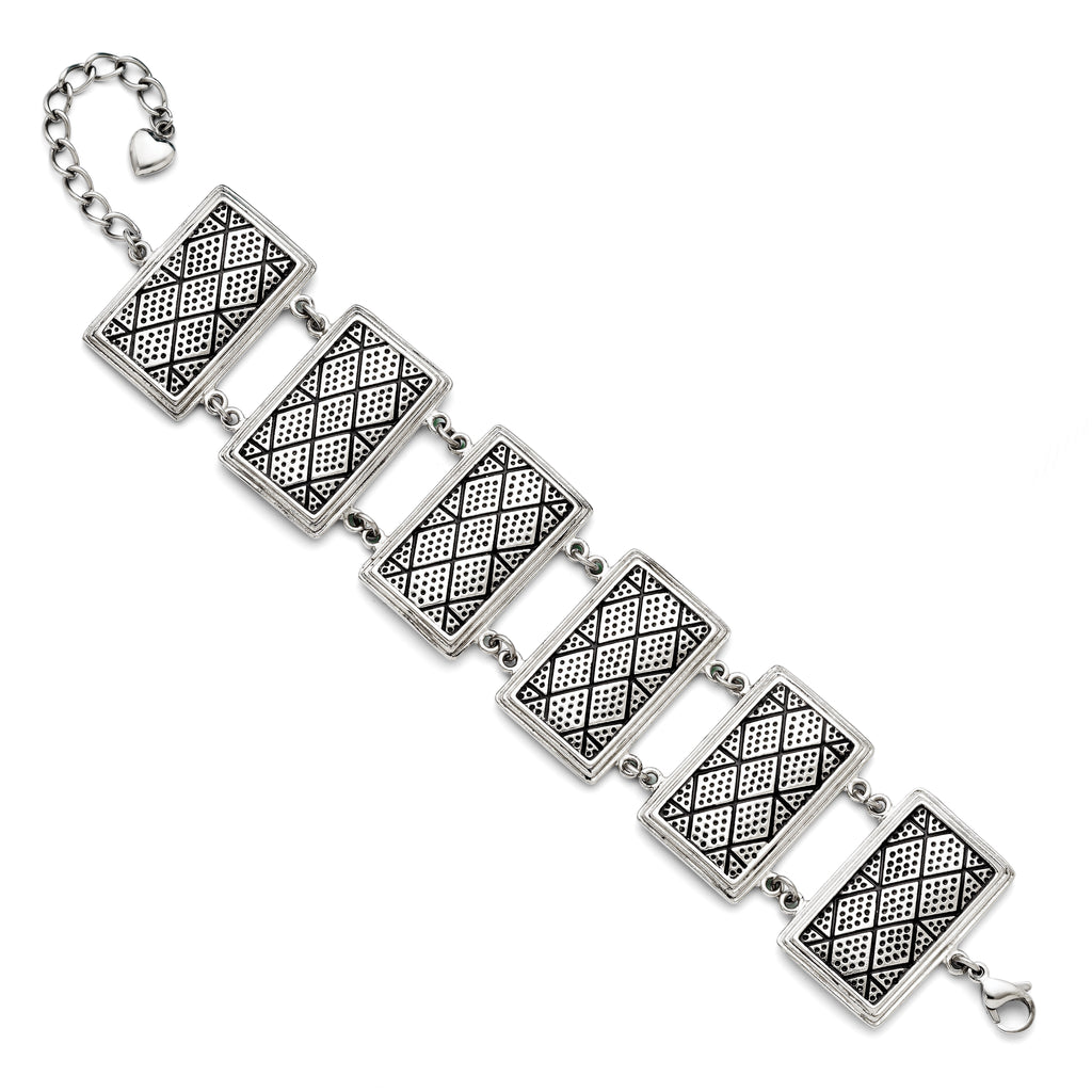 Stainless Steel with extension Antiqued Bracelet for Women