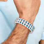 Stainless Steel Polished Blue IP-plated Link Bracelet for Men