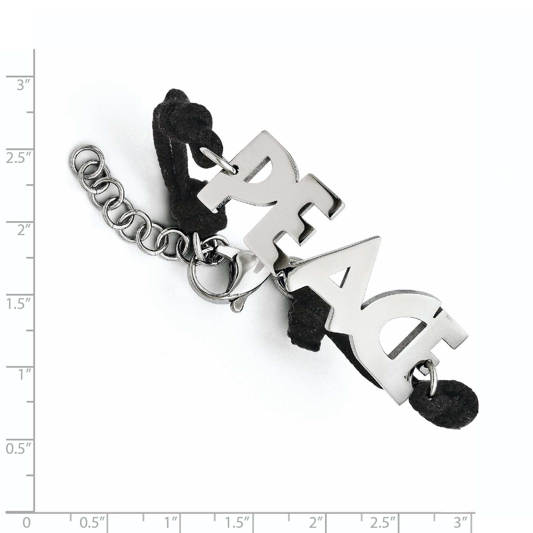 Stainless Steel Polished Peace with ext Fabric Cord Bracelet for Women