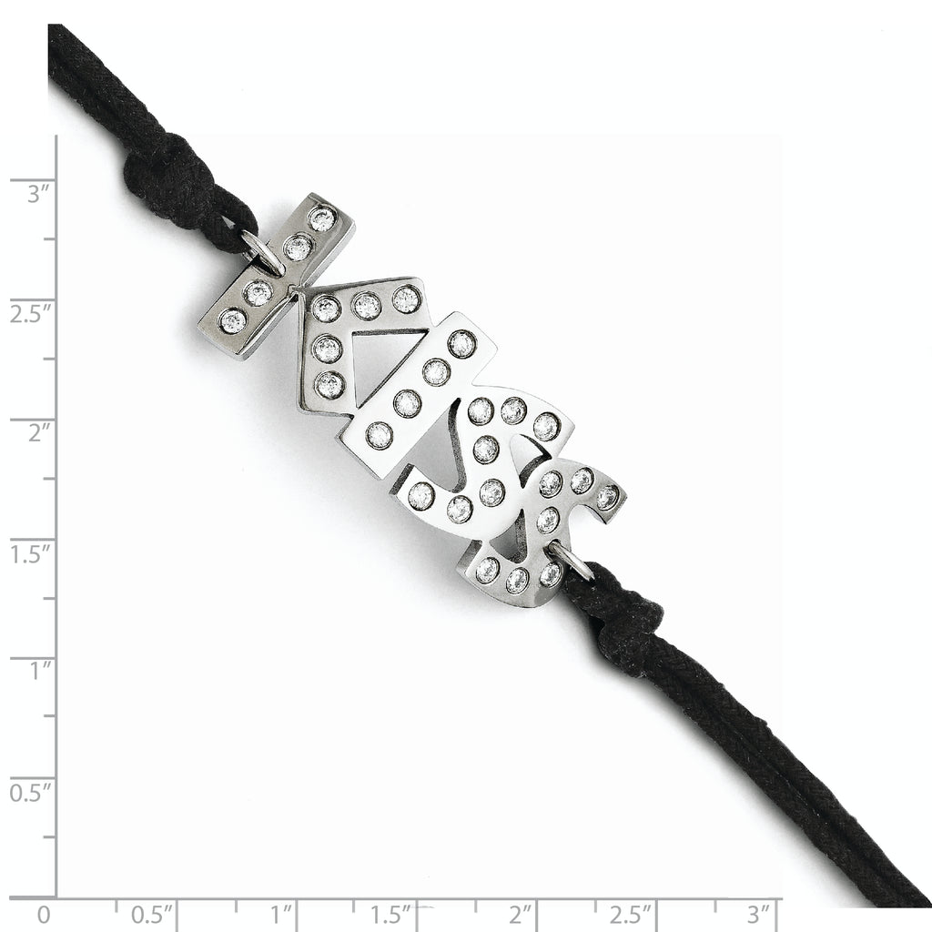 Stainless Steel Cubic Zirconia Kiss with 1.75ext Bracelet for Women