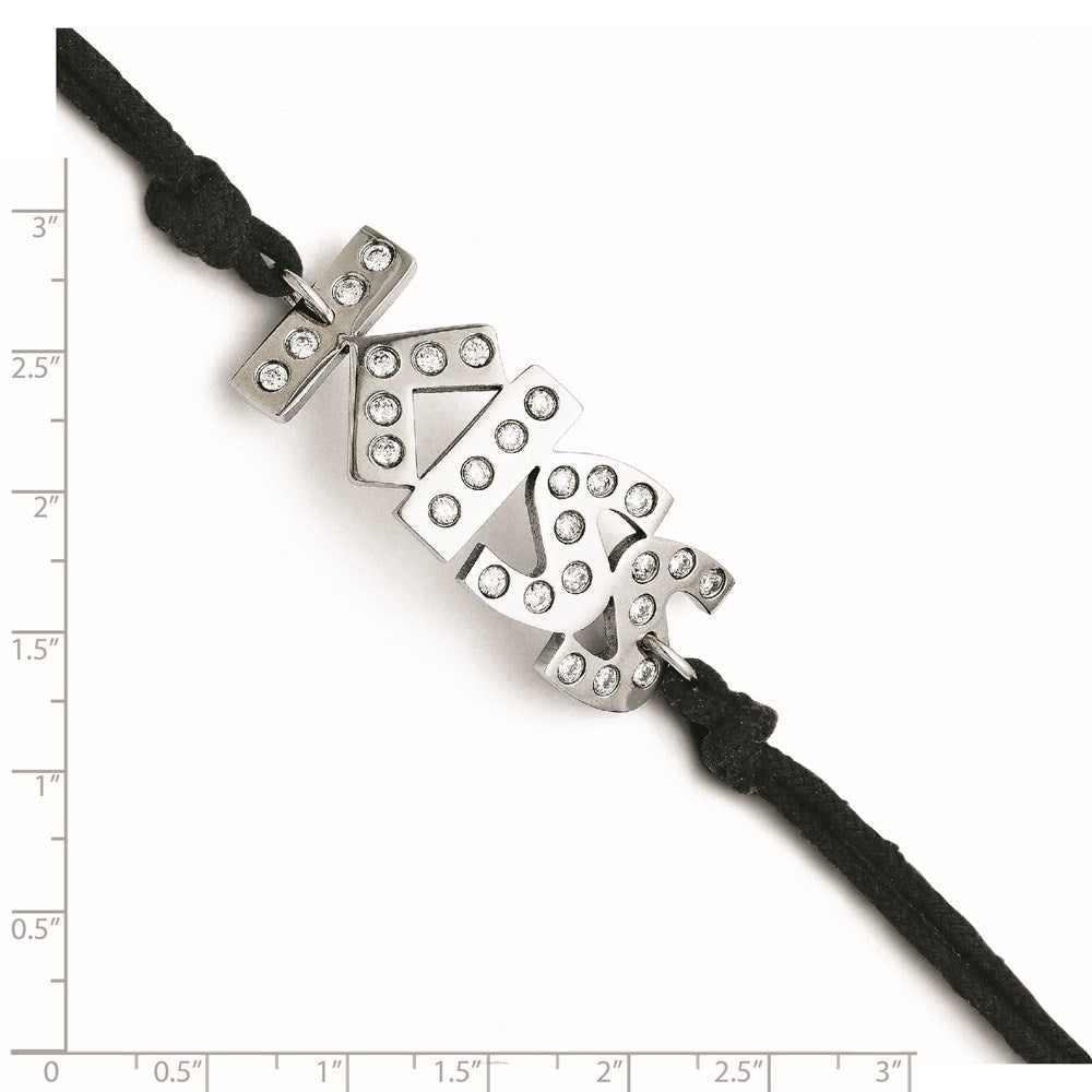 Kiss Cubic Zirconia Bracelet in Stainless Steel, 7¾" - Sophia Jewelers