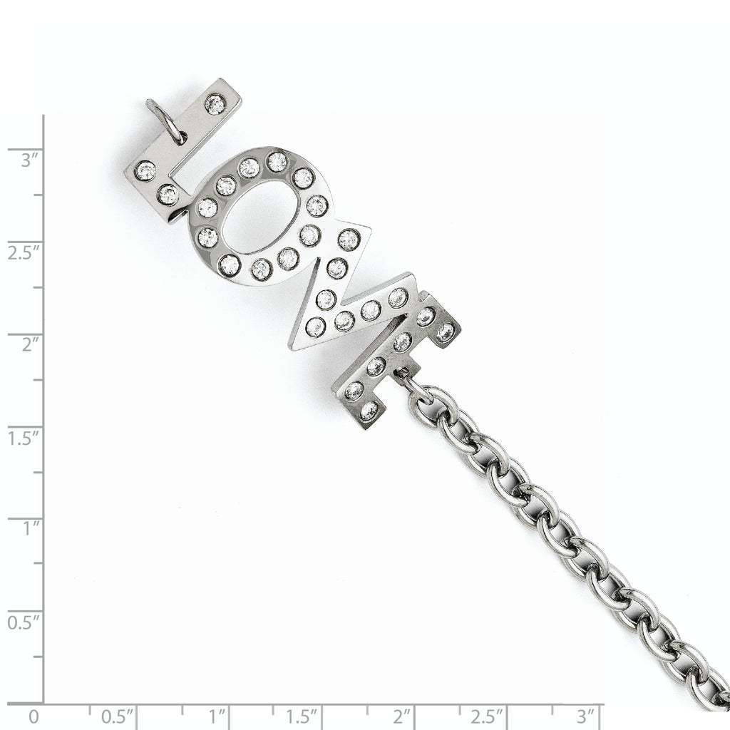 Stainless Steel Cubic Zirconia Love Polished Bracelet for Women