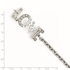 Love Bracelet with White CZ in Stainless Steel, 7.5" - Sophia Jewelers