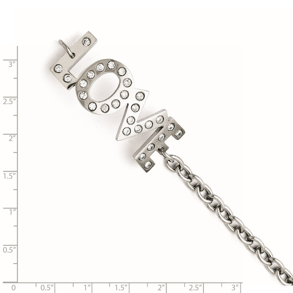 Love Bracelet with White CZ in Stainless Steel, 7.5" - Sophia Jewelers