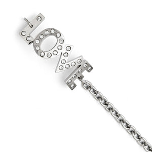 Love Bracelet with White Cubic Zirconia in Stainless Steel, 7.5" - Sophia Jewelers
