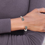 Stainless Steel Antiqued and Polished Twisted Cuff Bangle Bracelet for Women