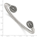 Stainless Steel Antiqued and Polished Twisted Cuff Bangle Bracelet for Women