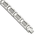 Stainless Steel Brushed and Polished with Cable Inlacy Link Bracelet for Men