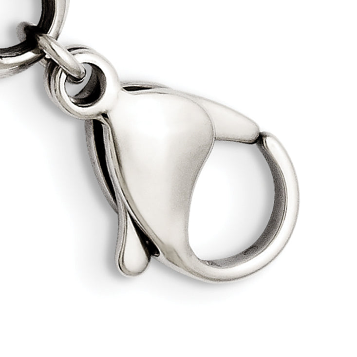Stainless Steel Antiqued and Polished Patterned Link Bracelet for Men