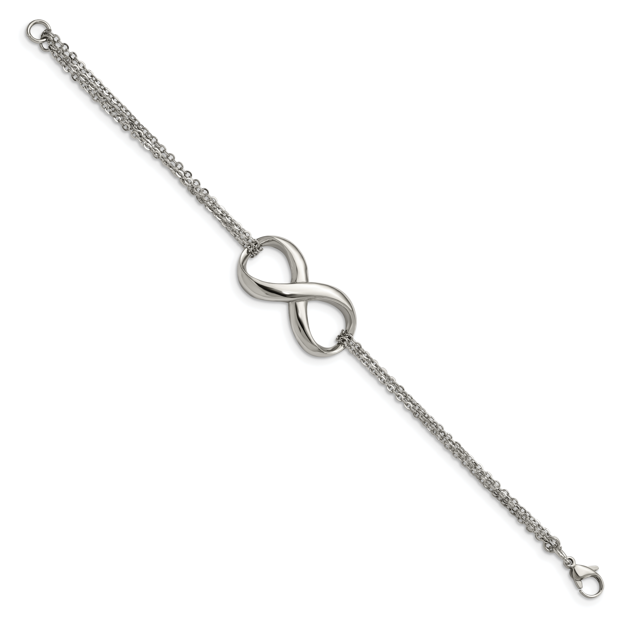 Stainless Steel Polished Infinity Symbol Multi-Strand Bracelet for Women