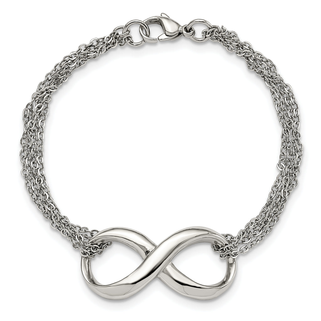 Stainless Steel Polished Infinity Symbol Multi-Strand Bracelet for Women