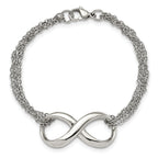 Stainless Steel Polished Infinity Symbol Multi-Strand Bracelet for Women