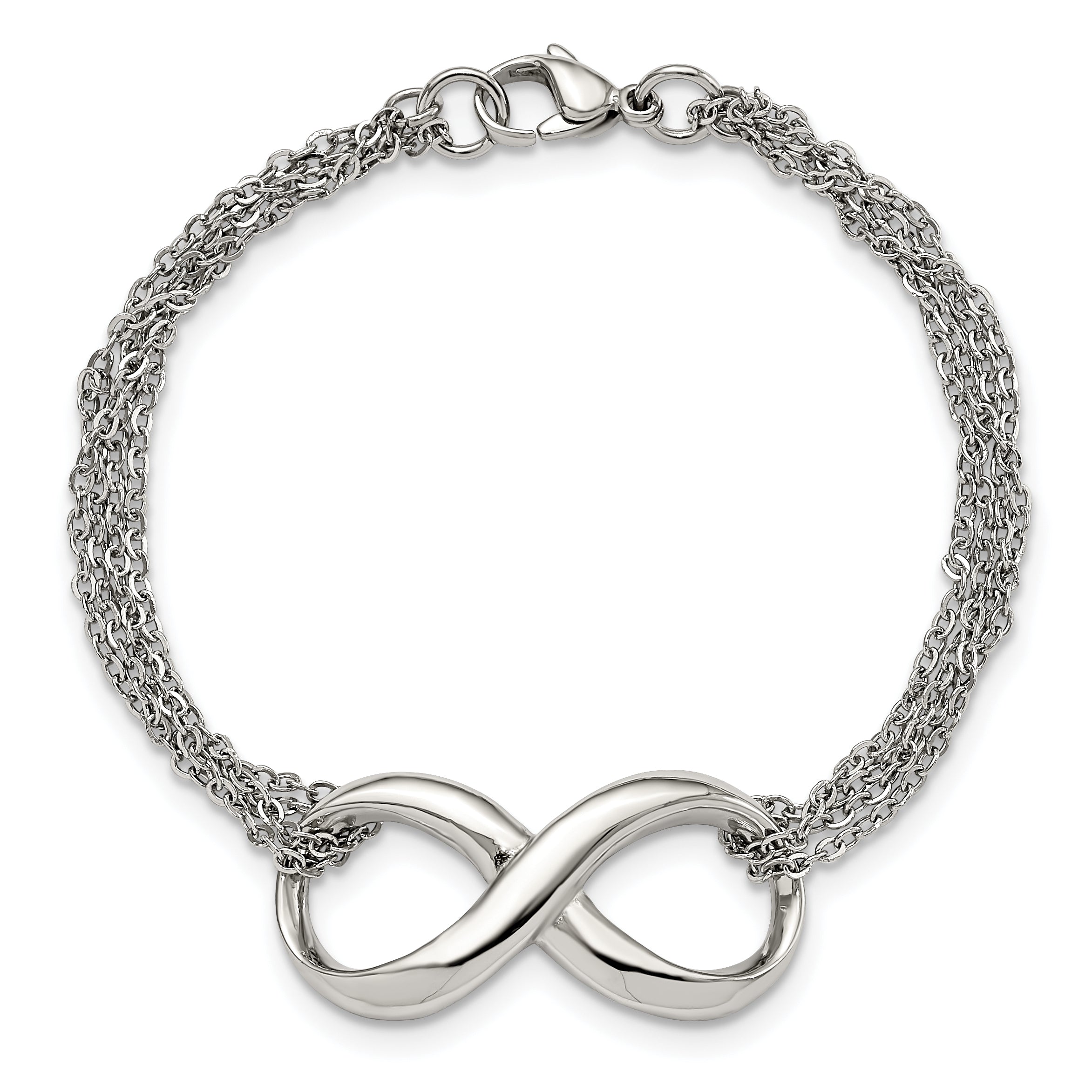 Stainless Steel Polished Infinity Symbol Multi-Strand Bracelet for Women