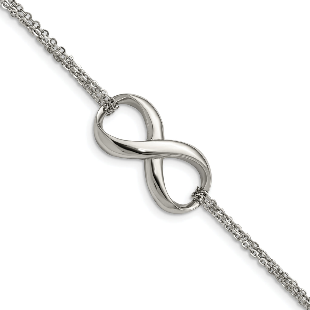 Stainless Steel Polished Infinity Symbol Multi-Strand Bracelet for Women