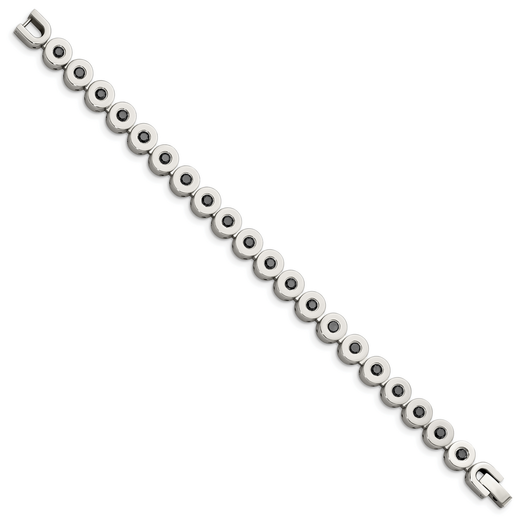 Stainless Steel Polished with Black Cubic Zirconia Bracelet for Women