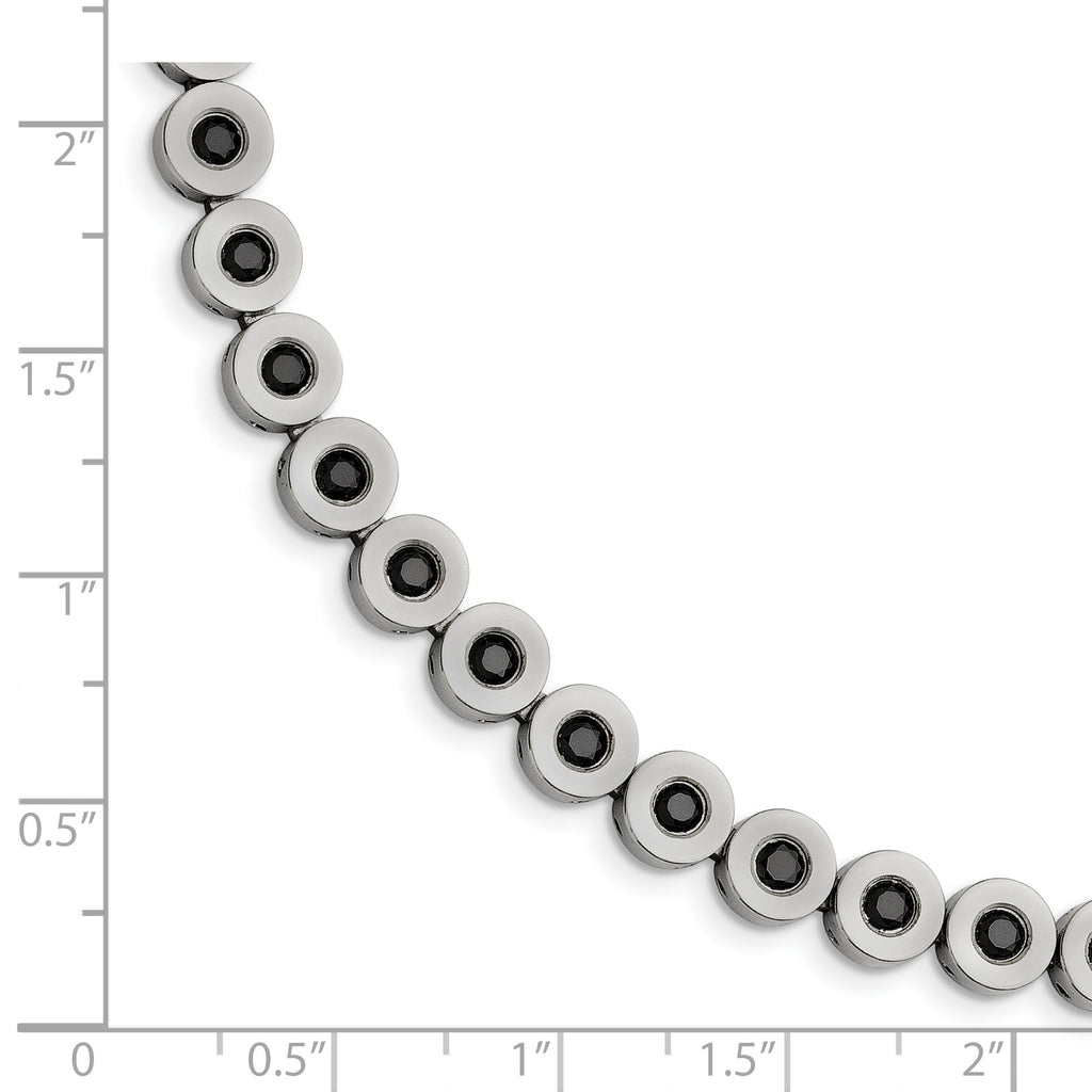 Stainless Steel Polished with Black Cubic Zirconia Bracelet for Women