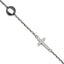 Stainless Steel and Ceramic Polished Sideways Cross Cubic Zirconia Bracelet for Women