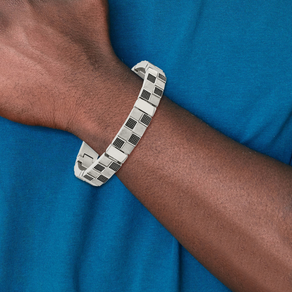 Stainless Steel Antiqued Brushed and Polished Bracelet for Men
