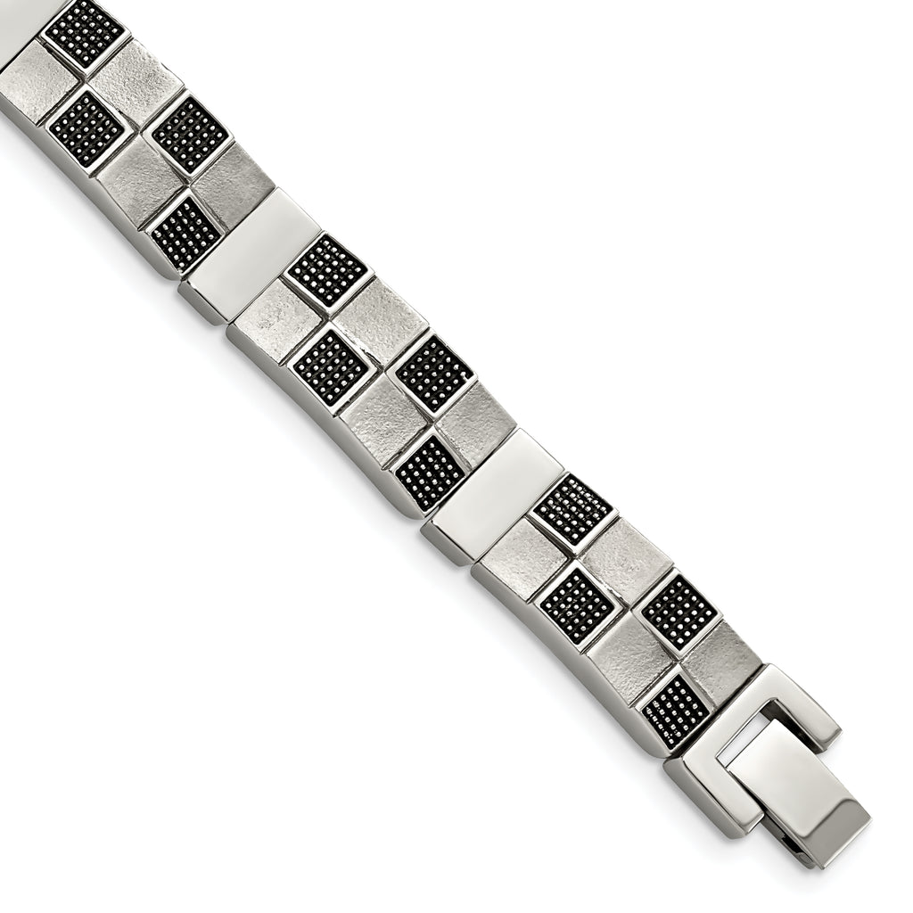 Stainless Steel Antiqued Brushed and Polished Bracelet for Men