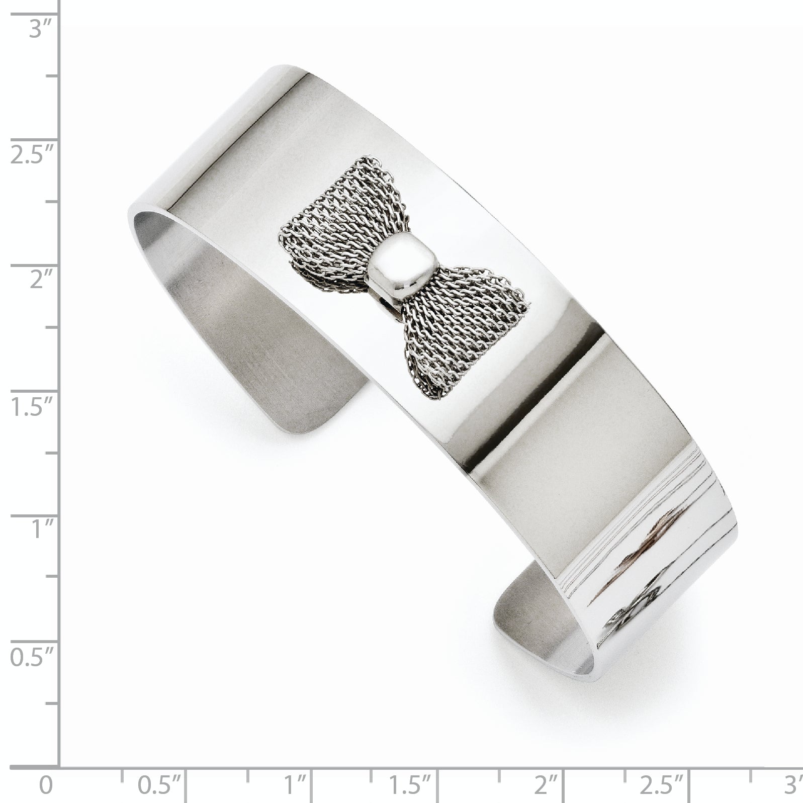Stainless Steel Mesh Bow Tie Polished Bangle Bracelet for Women