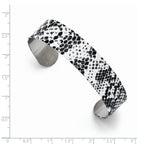 Stainless Steel Black and White Textured Thin Cuff Bangle Bracelet for Women