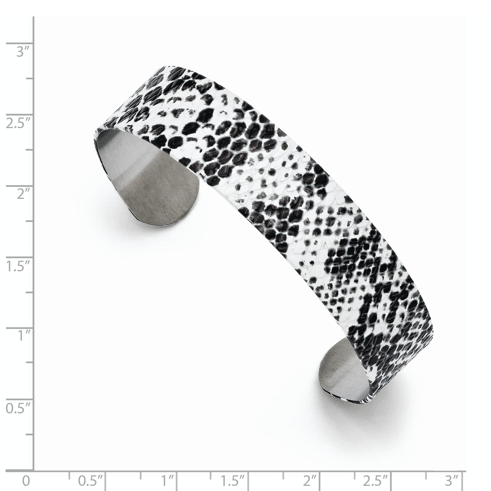 Stainless Steel Black and White Textured Thin Cuff Bangle Bracelet for Women