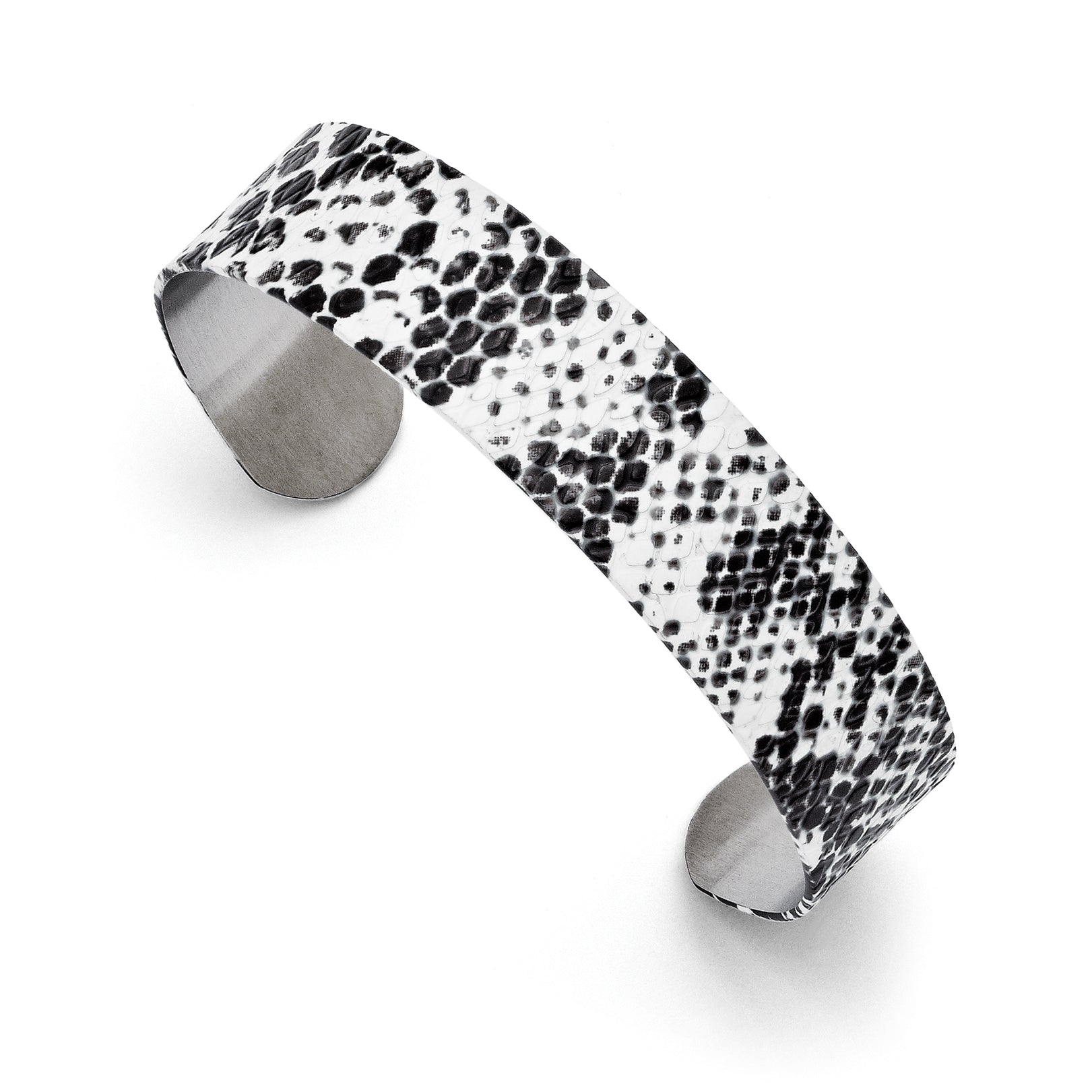 Stainless Steel Black and White Textured Thin Cuff Bangle Bracelet for Women Main image