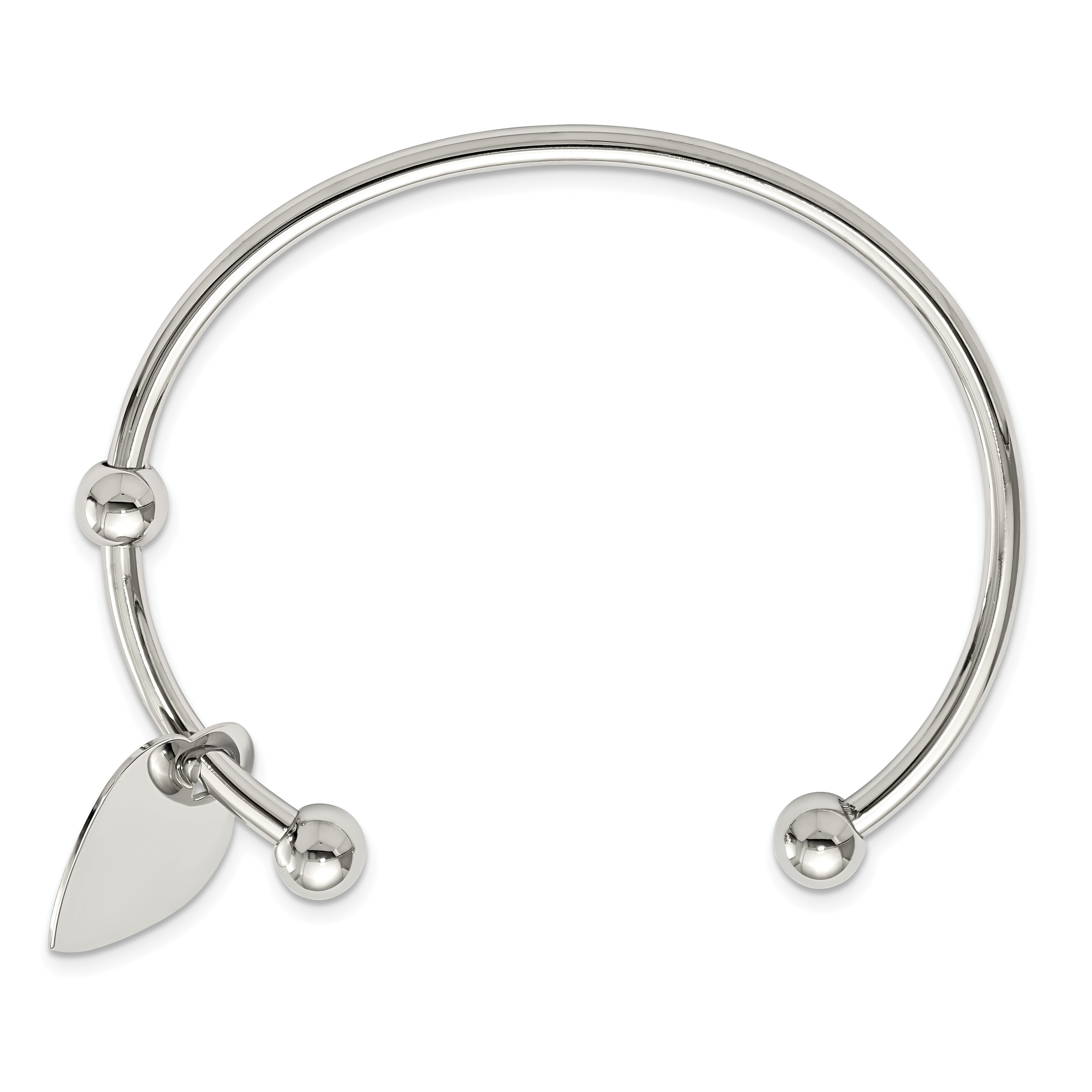 Stainless Steel Polished with Heart Charm Cuff Bangle Bracelet for Women Secondary image