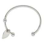 Stainless Steel Polished with Heart Charm Cuff Bangle Bracelet for Women