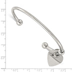 Stainless Steel Polished with Heart Charm Cuff Bangle Bracelet for Women