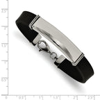 Stainless Steel Polished Rubber ID Bracelet for Women